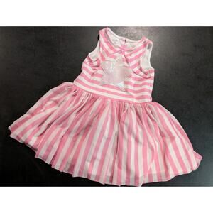 Pastourelle By Pippa & Julie pink white sequin star Girls tank Dress size 4T EUC